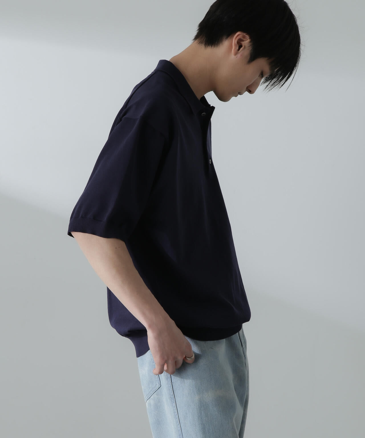 コットン/ソロナ プレーティングニットポロシャツ 6684122236