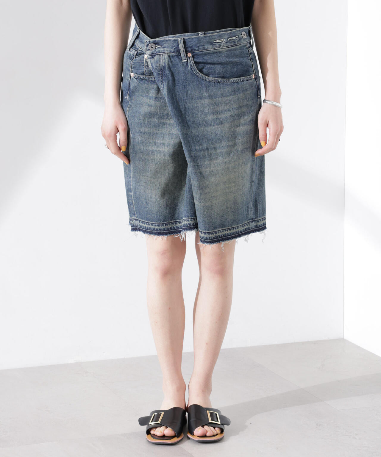 RhodolirioN/5Pockets Huge Shorts - Denim 6715128002
