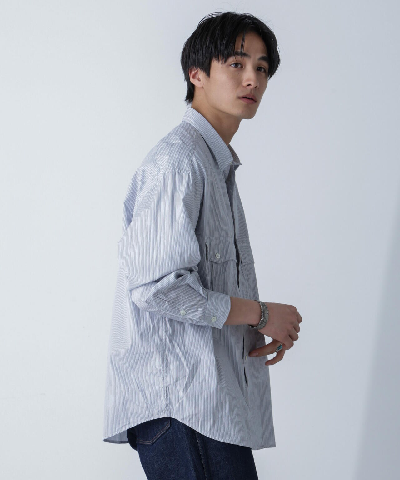 PORTER CLASSIC/ROLL UP STRIPE SHIRT 6704120089