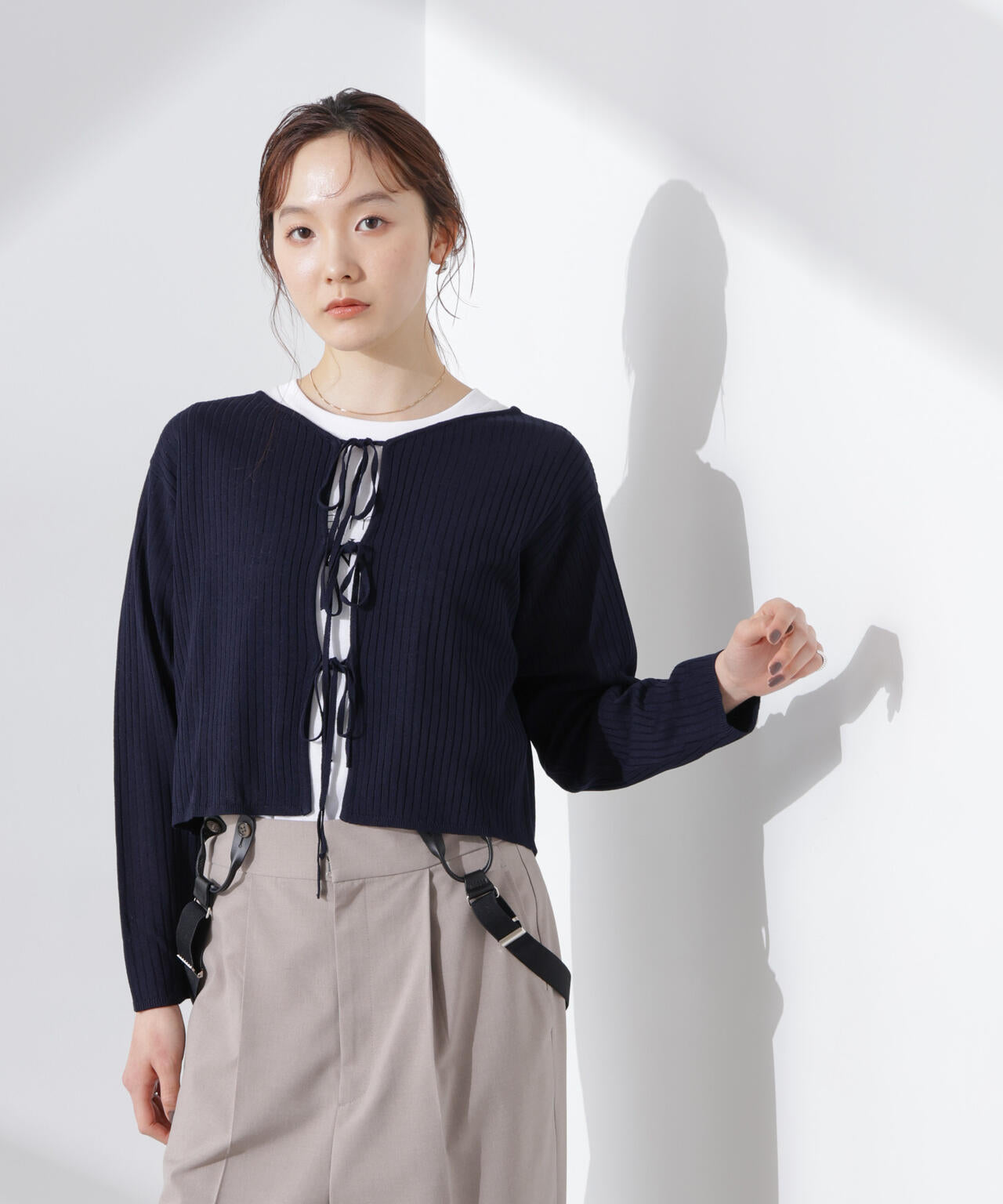 前後2wayリボン開きカーディガン 6735122328