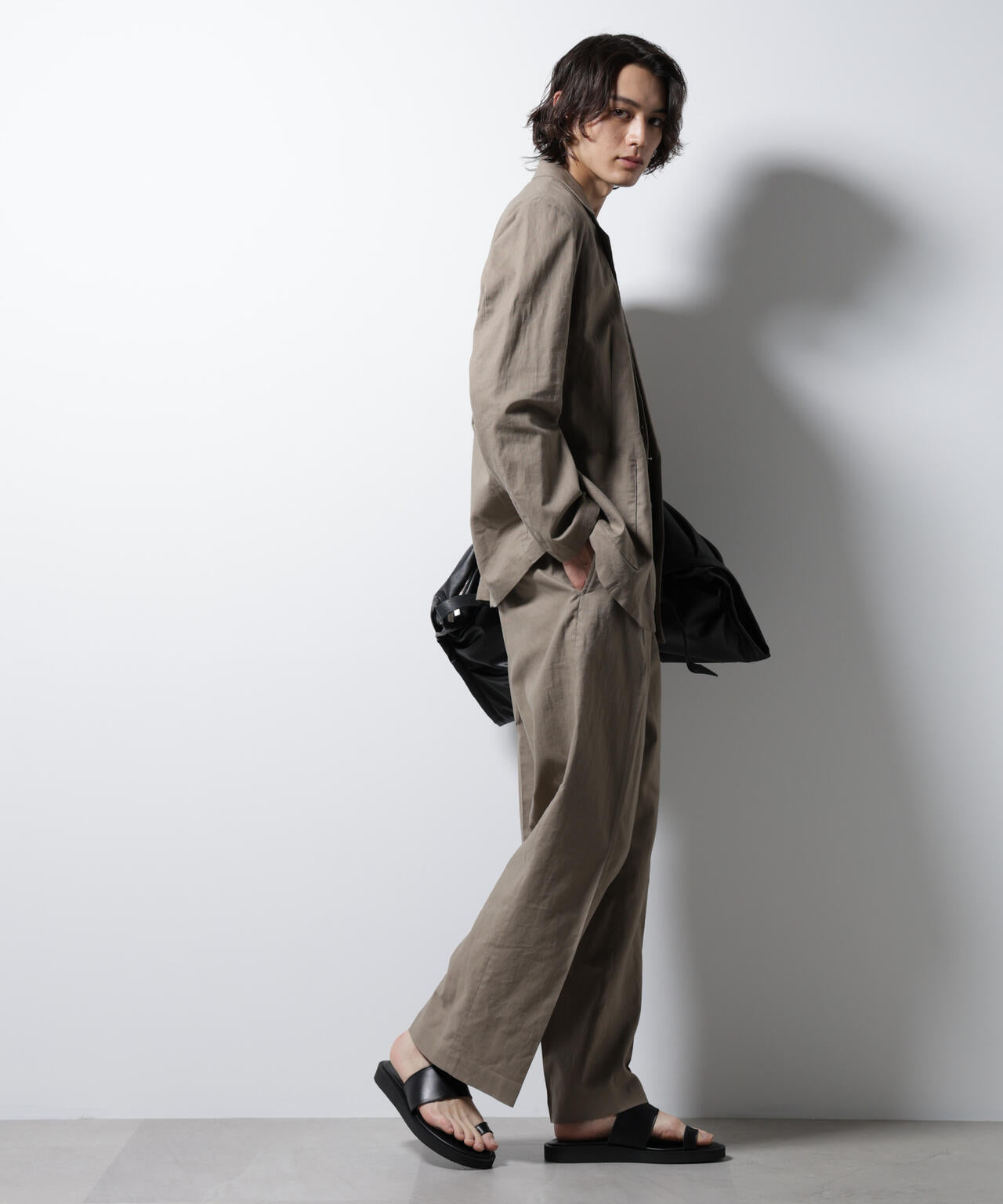 「BELGIUM LINEN FABRICS」リネンコットンストレートパンツ(セットアップ可) 6685127221
