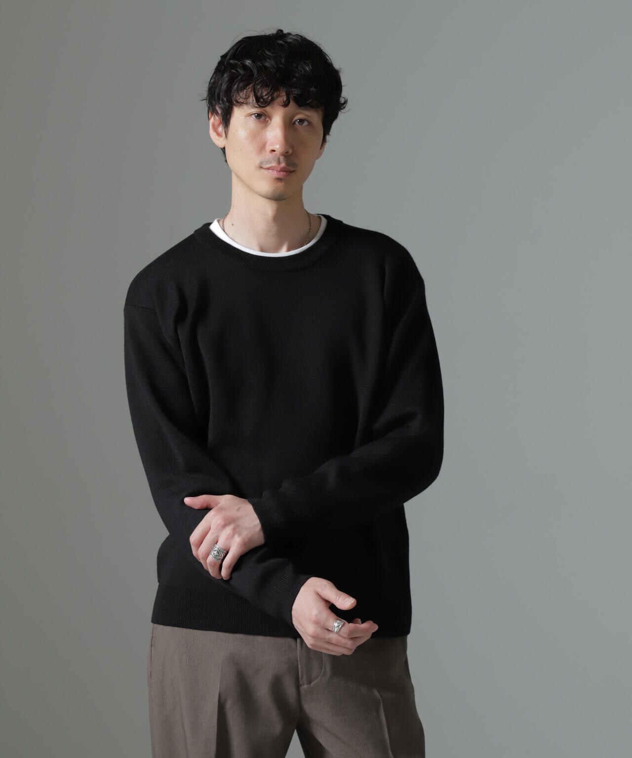 タスマニアミックス ミラノリブリラックスクルーネックニット 6724222211