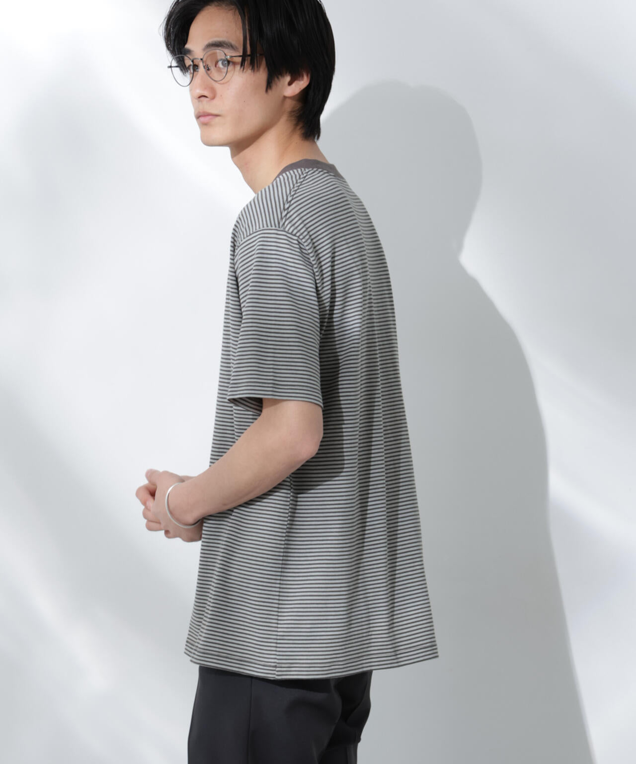 Anti Soaked(R) 汗染み防止 ボーダーミドルシルエットTシャツ 6685124205