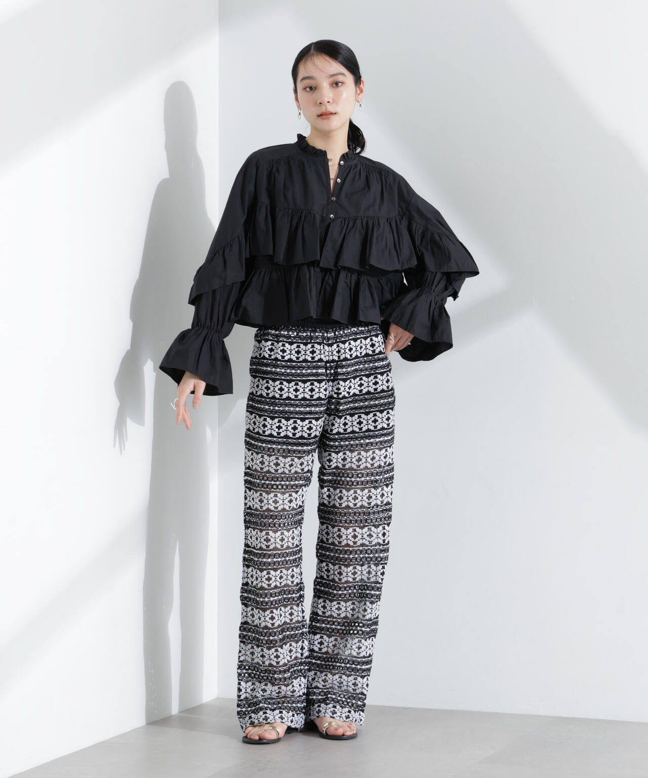 Sara mallika/COTTON BORDER LACE PANTS 6715127046
