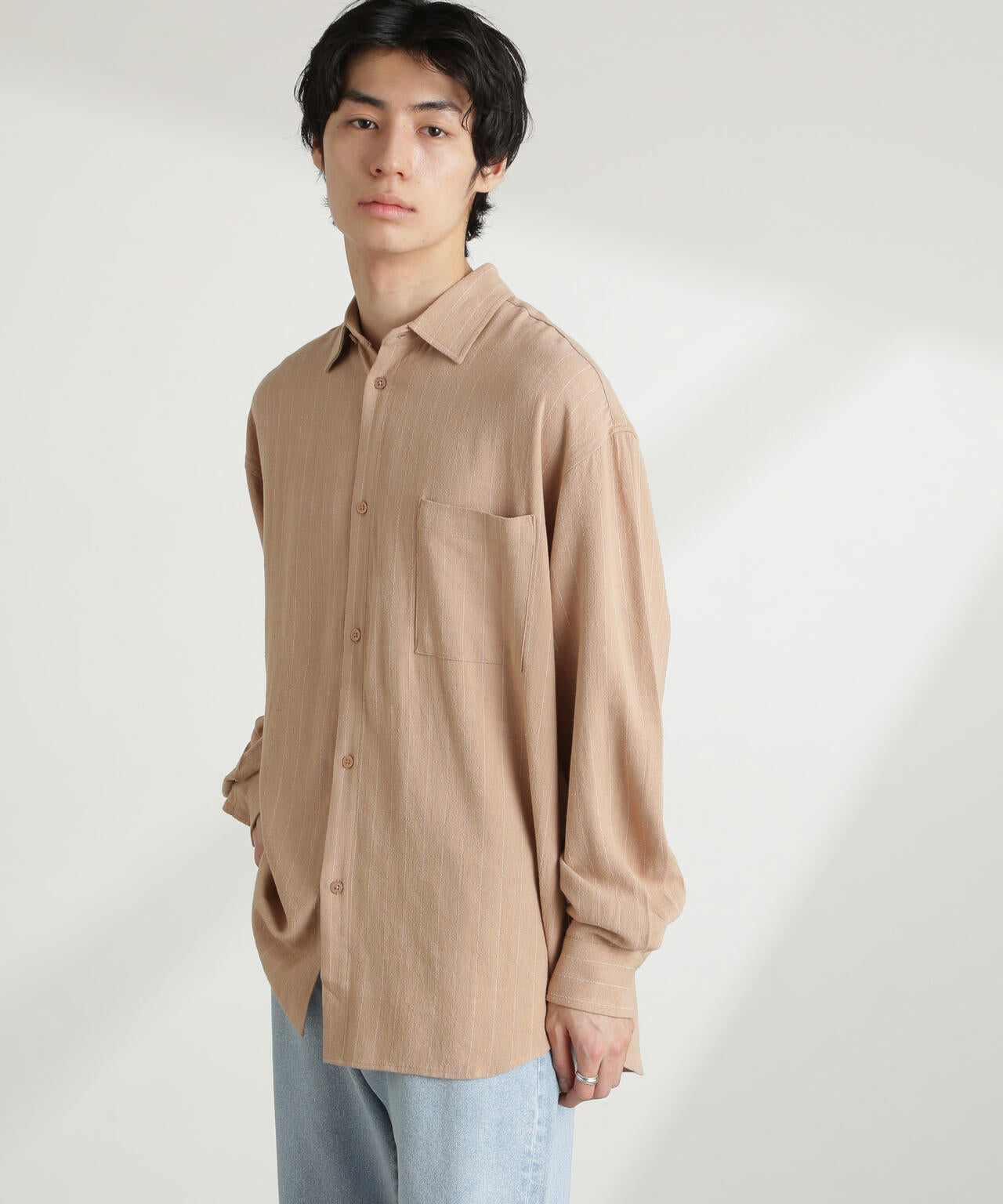 WEB限定/ピンストライプレギュラーカラーシャツ 長袖 6725120209