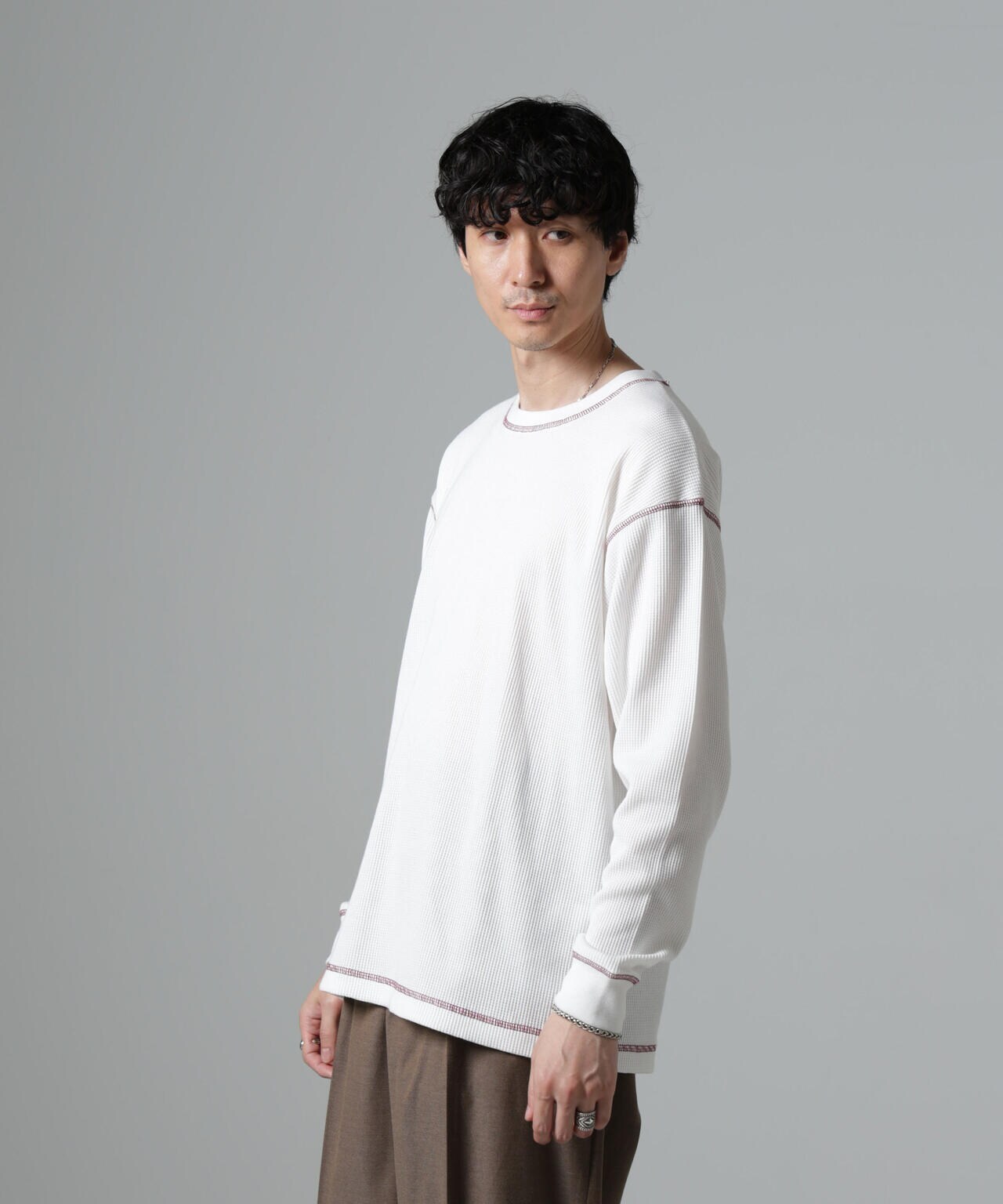 ステッチワッフルTシャツ 長袖 6724223240