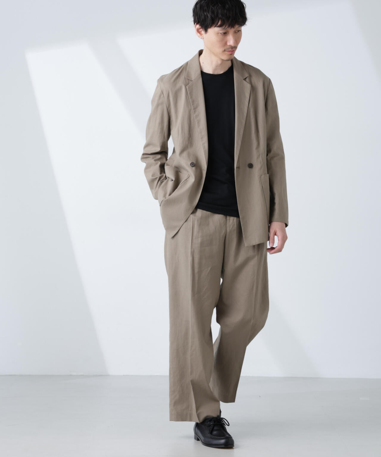「BELGIUM LINEN FABRICS」リネンコットンストレートパンツ(セットアップ可) 6685127221