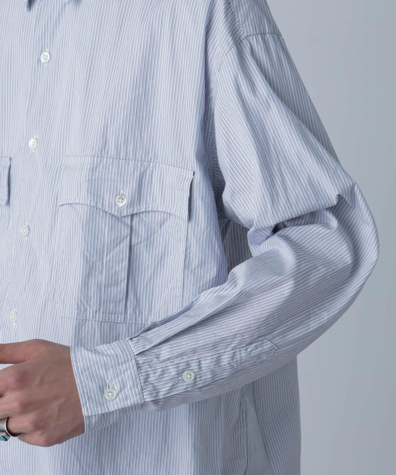 PORTER CLASSIC/ROLL UP STRIPE SHIRT 6704120089