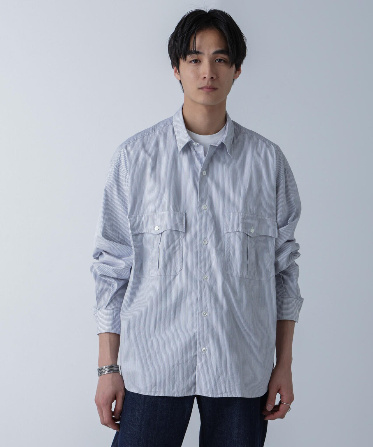 PORTER CLASSIC/ROLL UP STRIPE SHIRT 6704120089