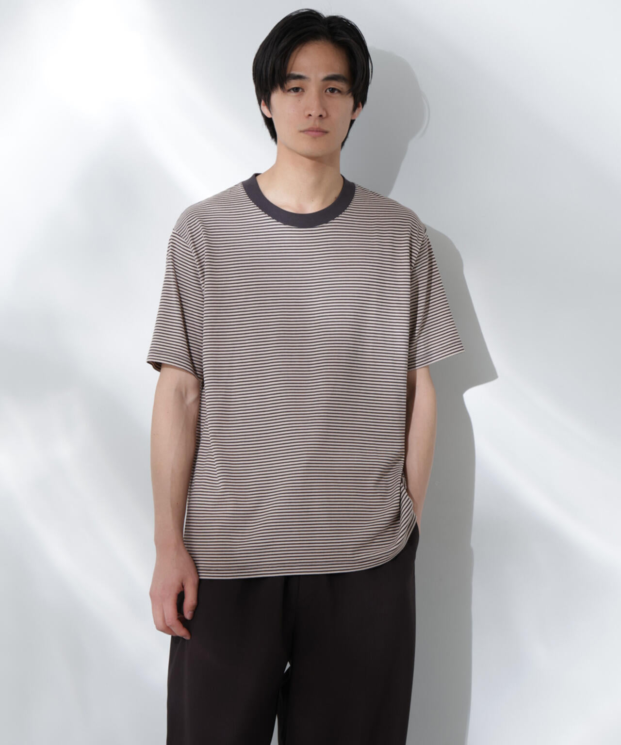 Anti Soaked(R) 汗染み防止 ボーダーミドルシルエットTシャツ 6685124205