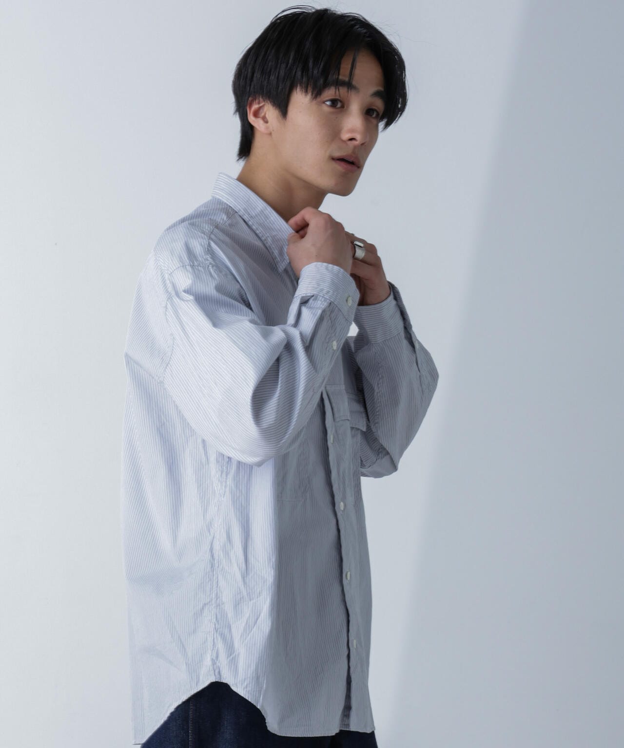 PORTER CLASSIC/ROLL UP STRIPE SHIRT 6704120089