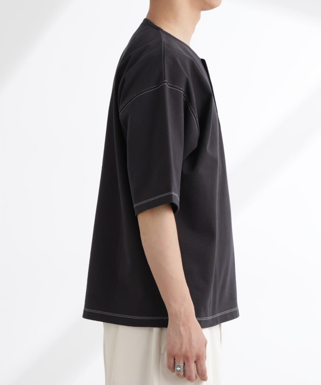 ヘビーオンスワイドヘンリーネックTシャツ 半袖 6725124227