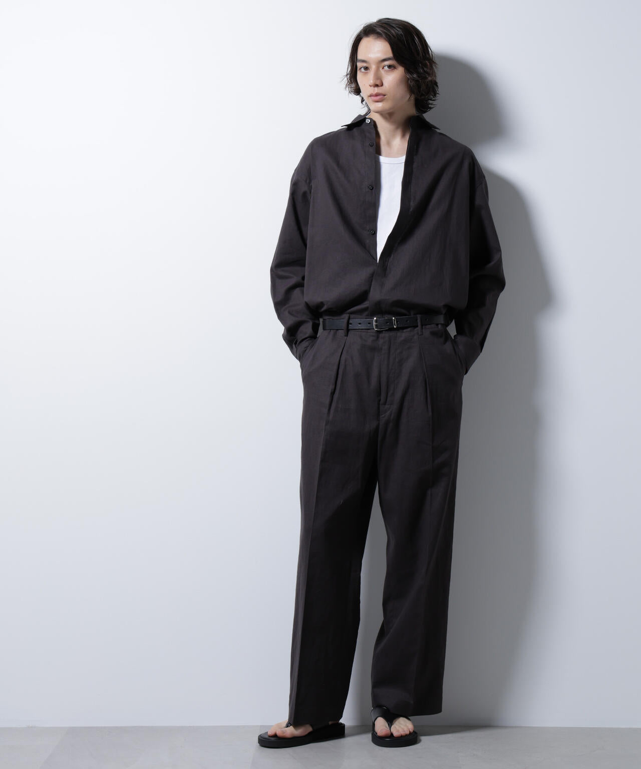 「BELGIUM LINEN FABRICS」リネンコットンストレートパンツ(セットアップ可) 6685127221