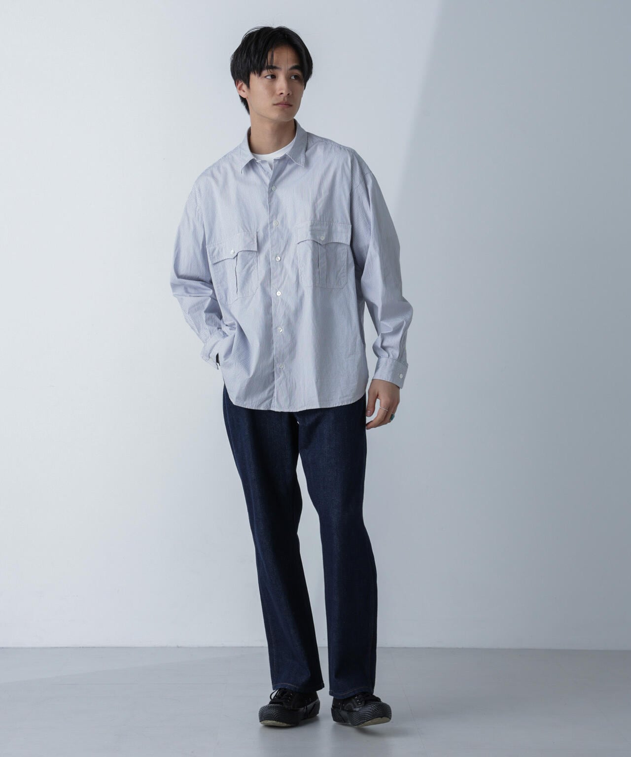 PORTER CLASSIC/ROLL UP STRIPE SHIRT 6704120089