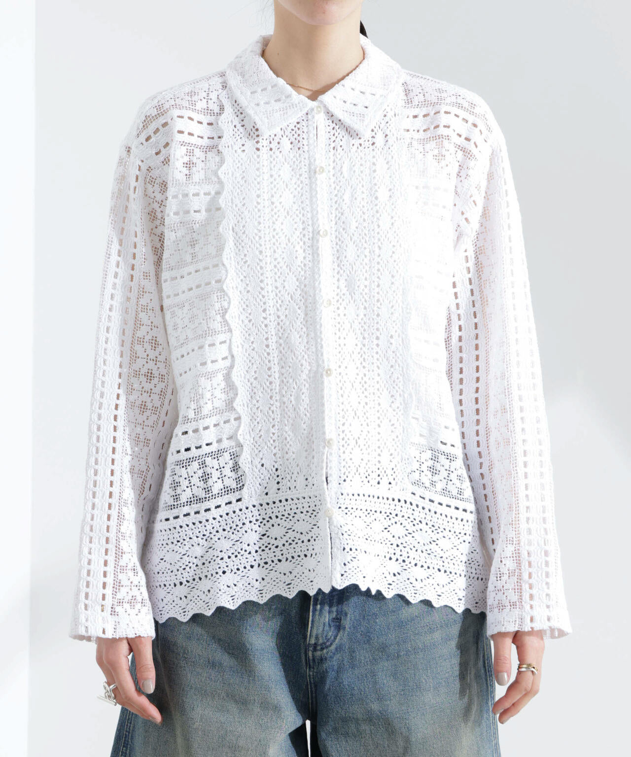 Sara mallika/COTTON BORDER LACE TOP 6715120033