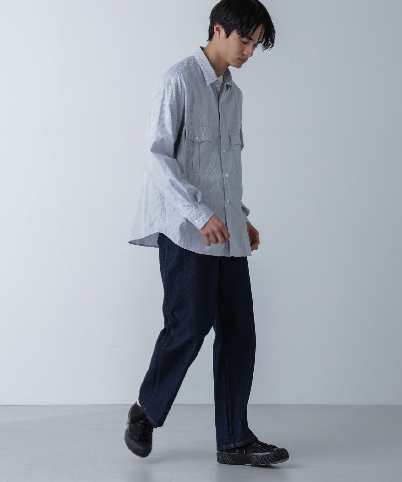 PORTER CLASSIC/ROLL UP STRIPE SHIRT 6704120089