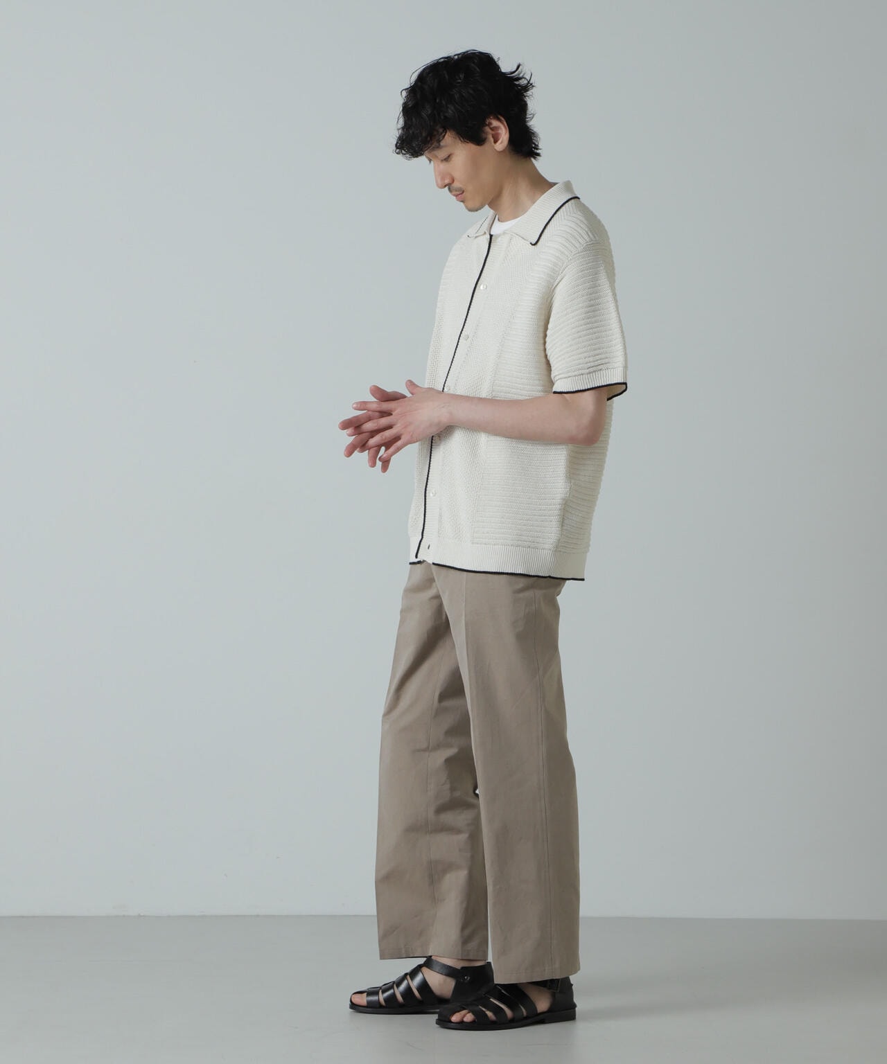 AB.ギマアイレット柄ニットブザムシャツ 6684122220
