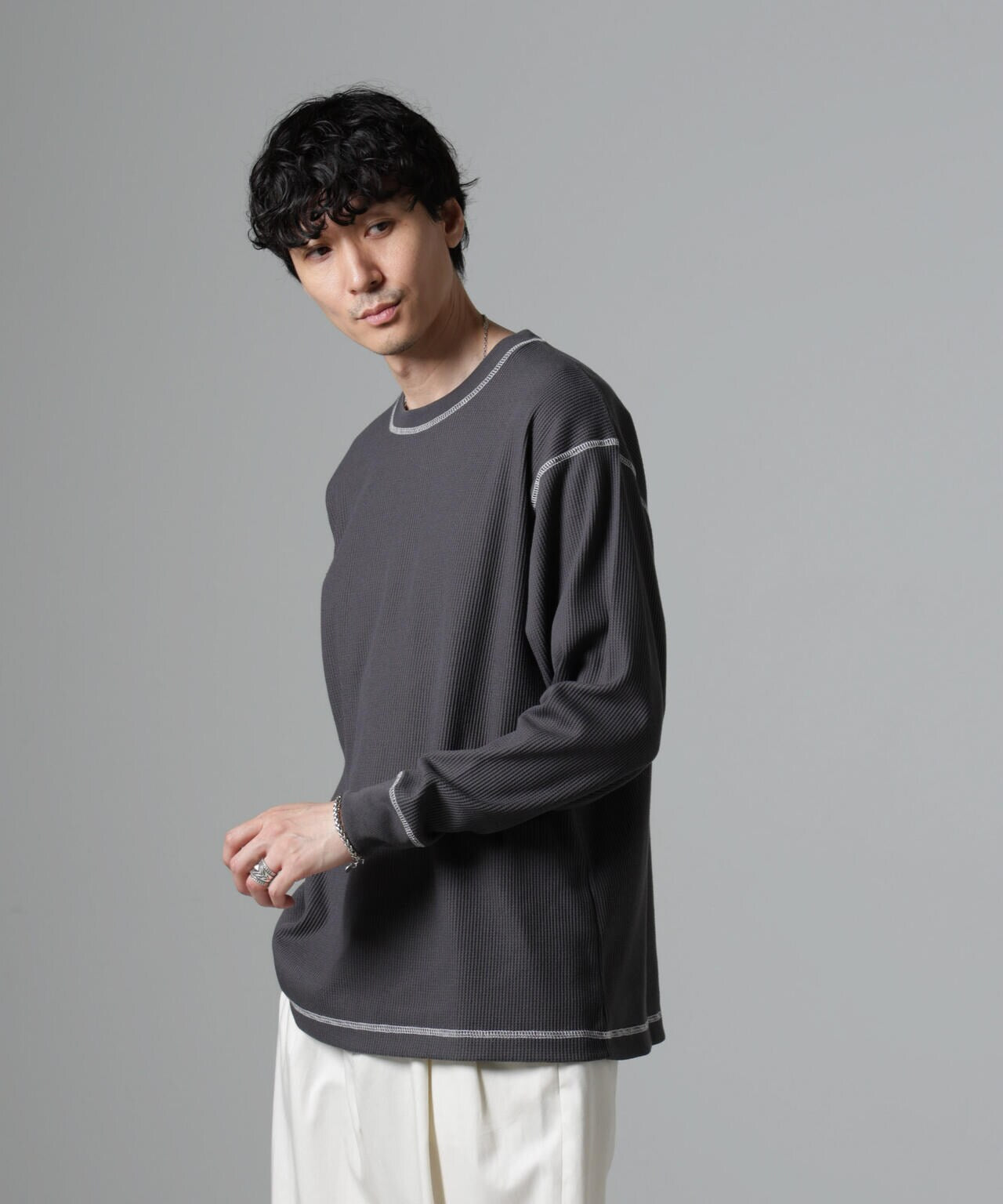 ステッチワッフルTシャツ 長袖 6724223240
