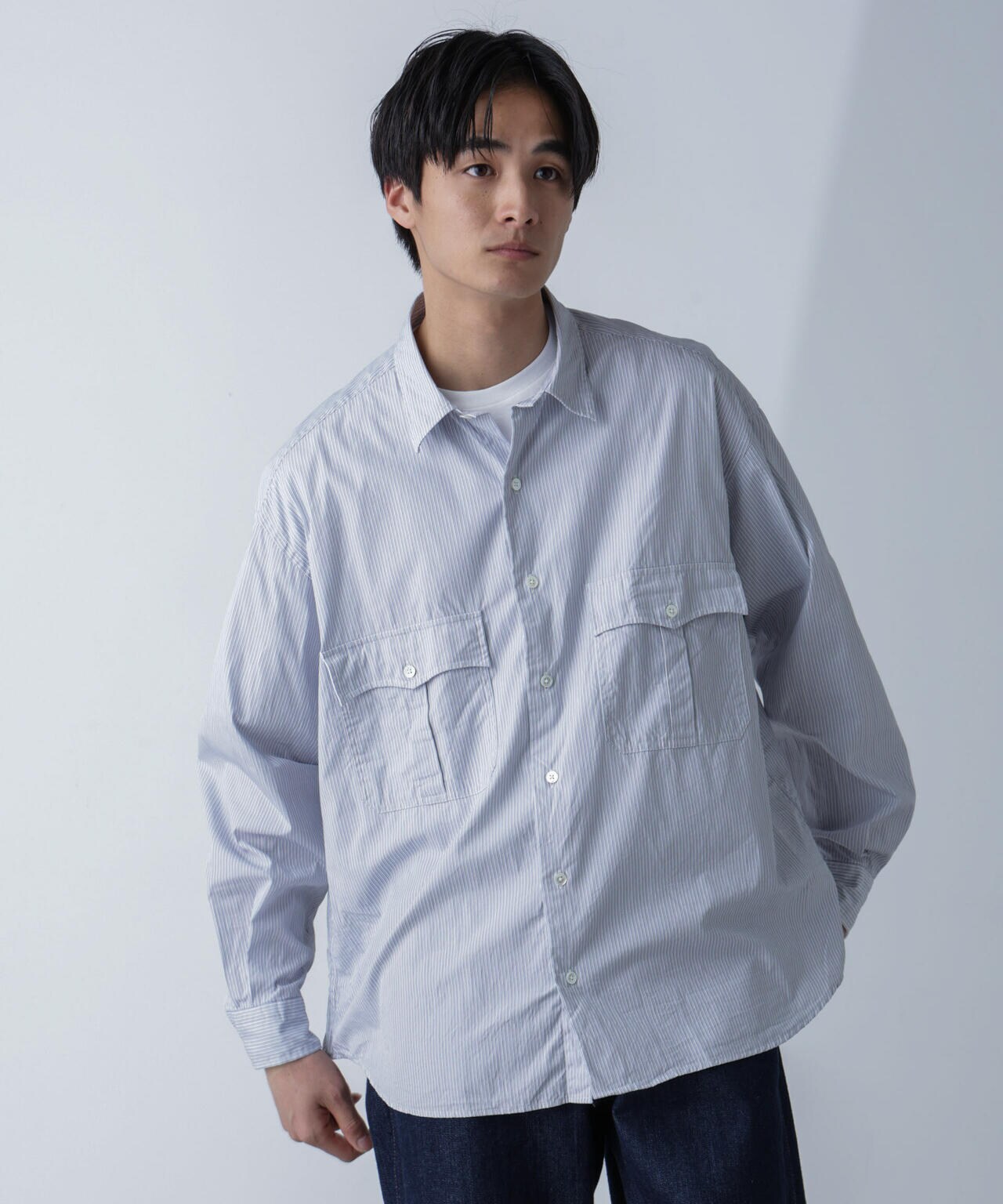 PORTER CLASSIC/ROLL UP STRIPE SHIRT 6704120089