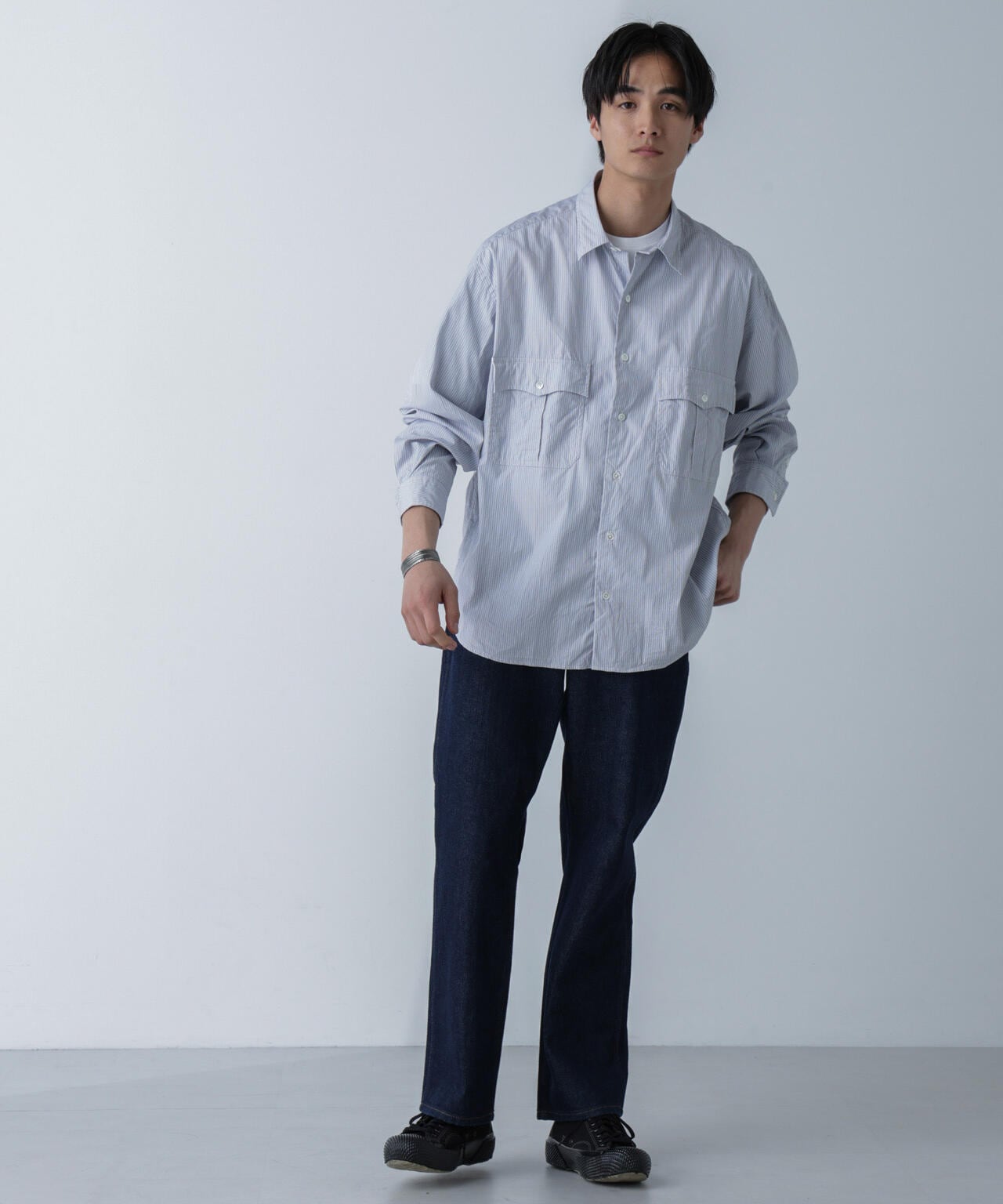 PORTER CLASSIC/ROLL UP STRIPE SHIRT 6704120089