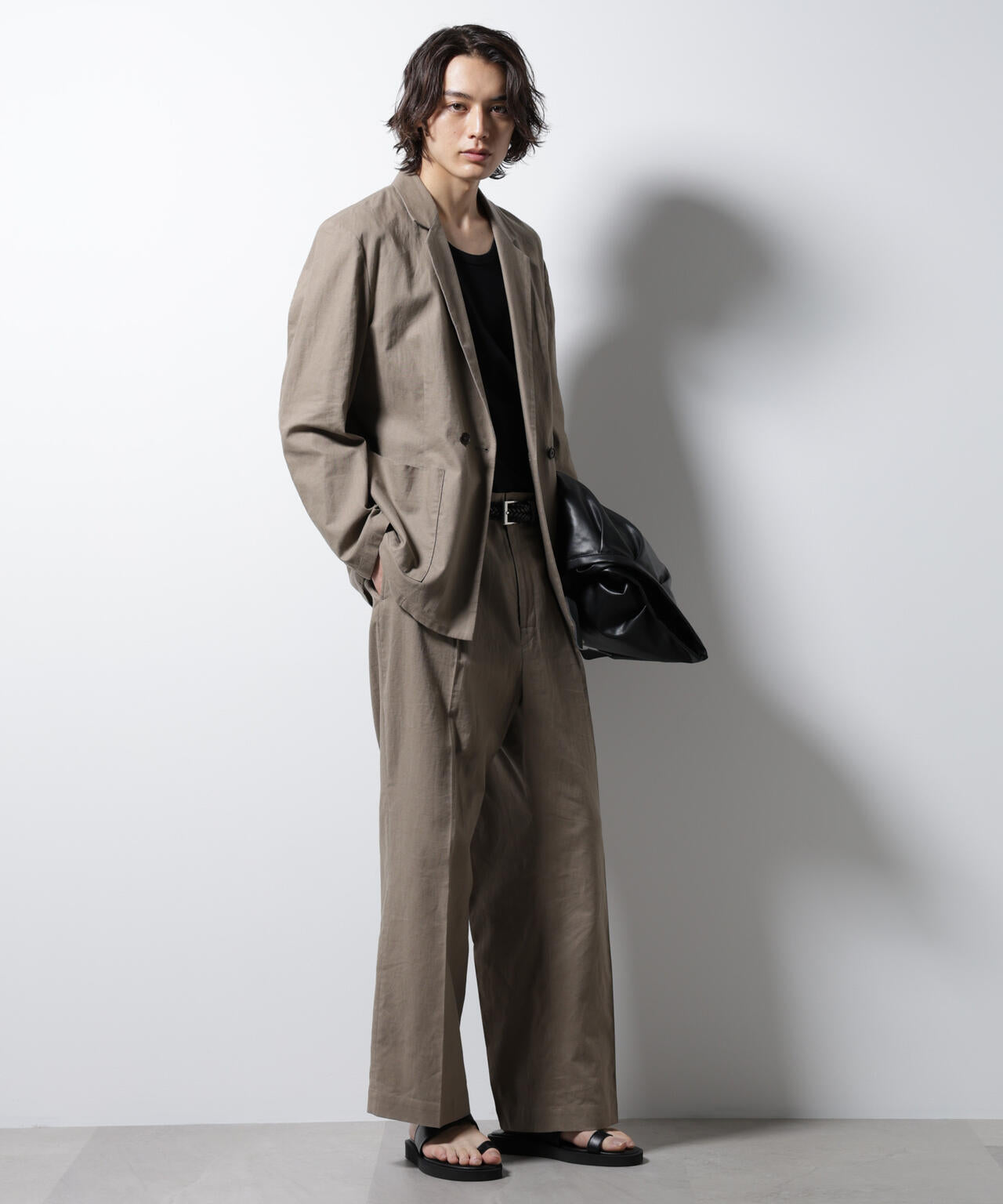 「BELGIUM LINEN FABRICS」リネンコットンストレートパンツ(セットアップ可) 6685127221