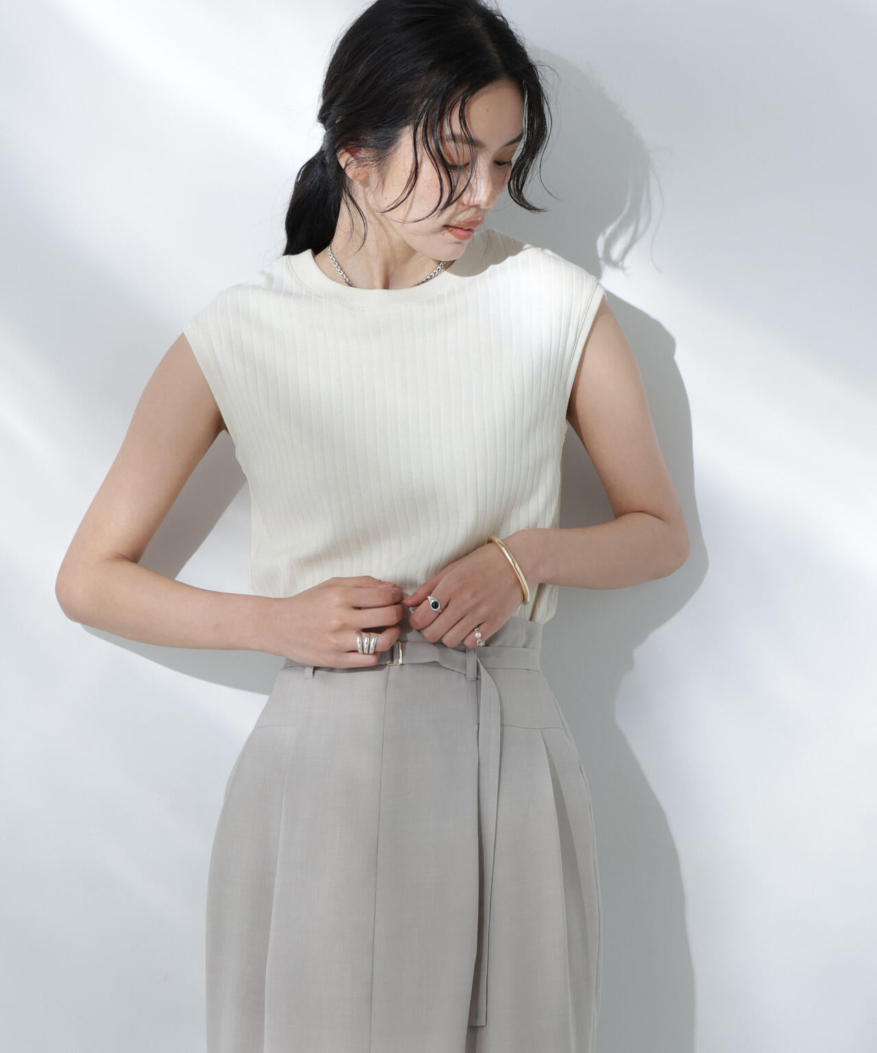 Anti Soaked(R) 汗染み防止リブノースリーブTシャツ(セットアップ可) 6695124305