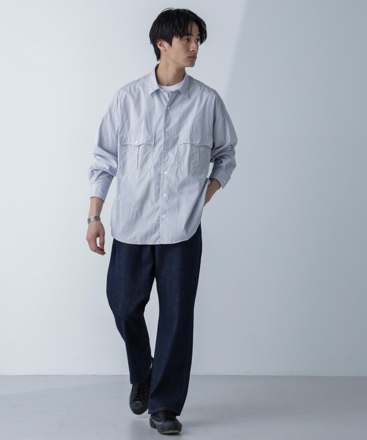 PORTER CLASSIC/ROLL UP STRIPE SHIRT 6704120089
