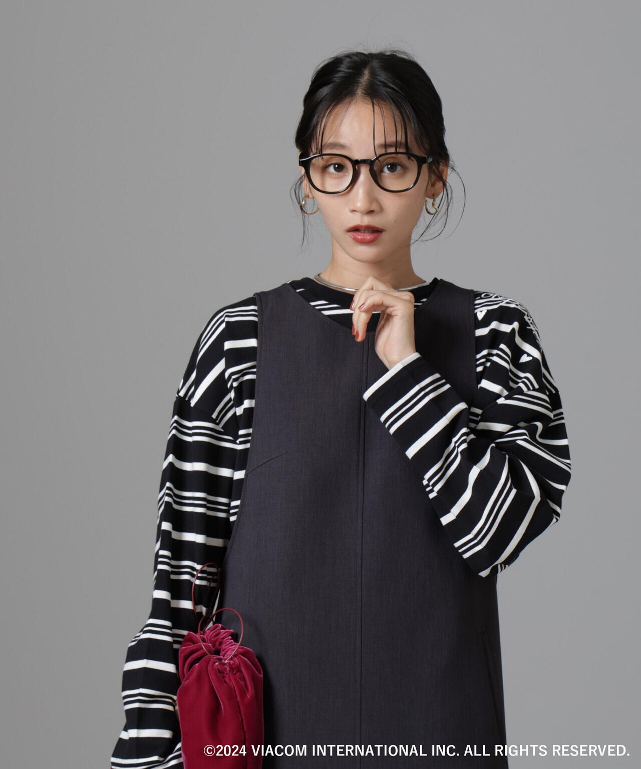 Emily in Paris×FUDGE 別注ボーダーロンT 6694223314