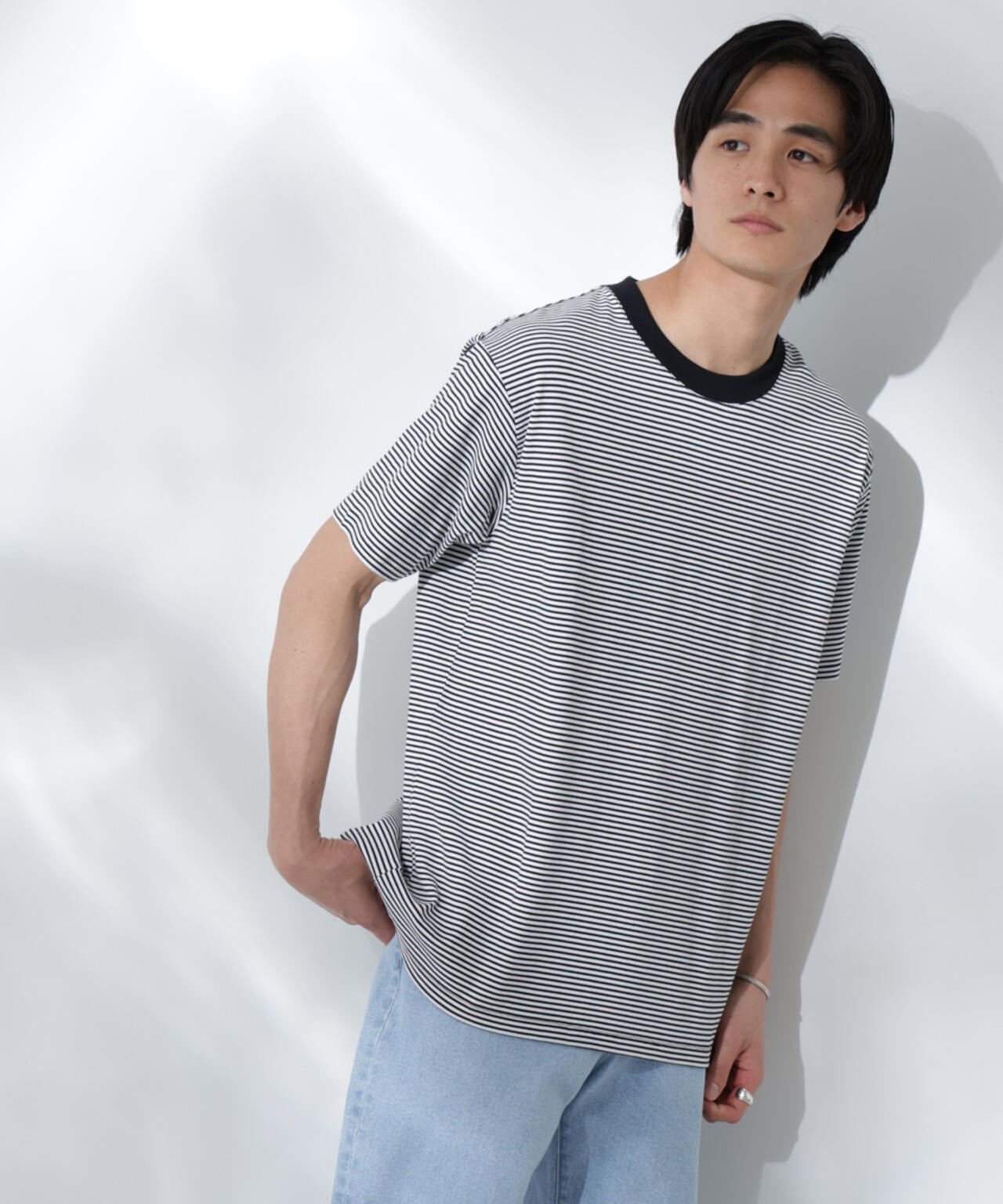 Anti Soaked(R) 汗染み防止 ボーダーミドルシルエットTシャツ 6685124205
