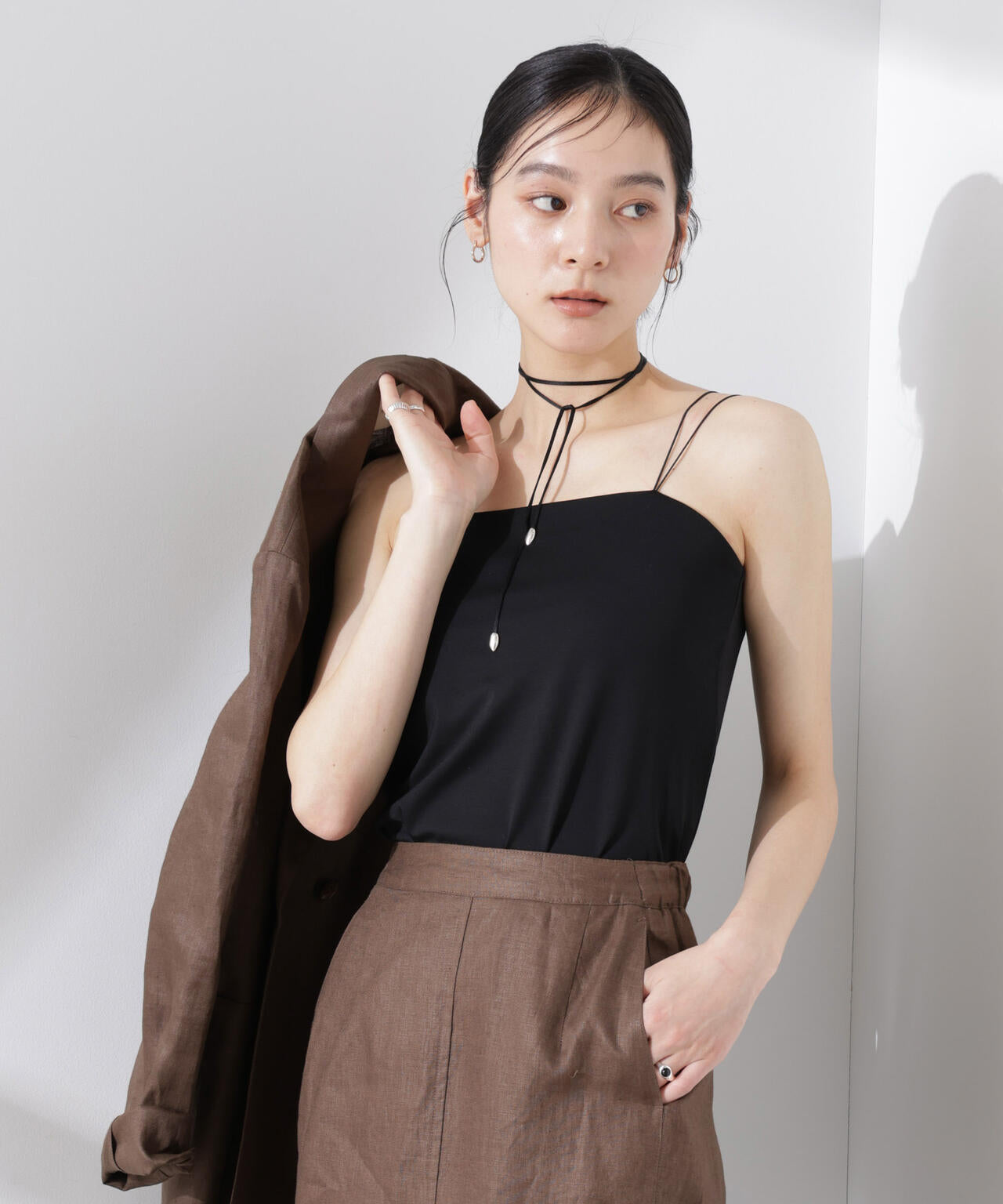ストレッチポンチカップ付きベアトップキャミソール 6695124316