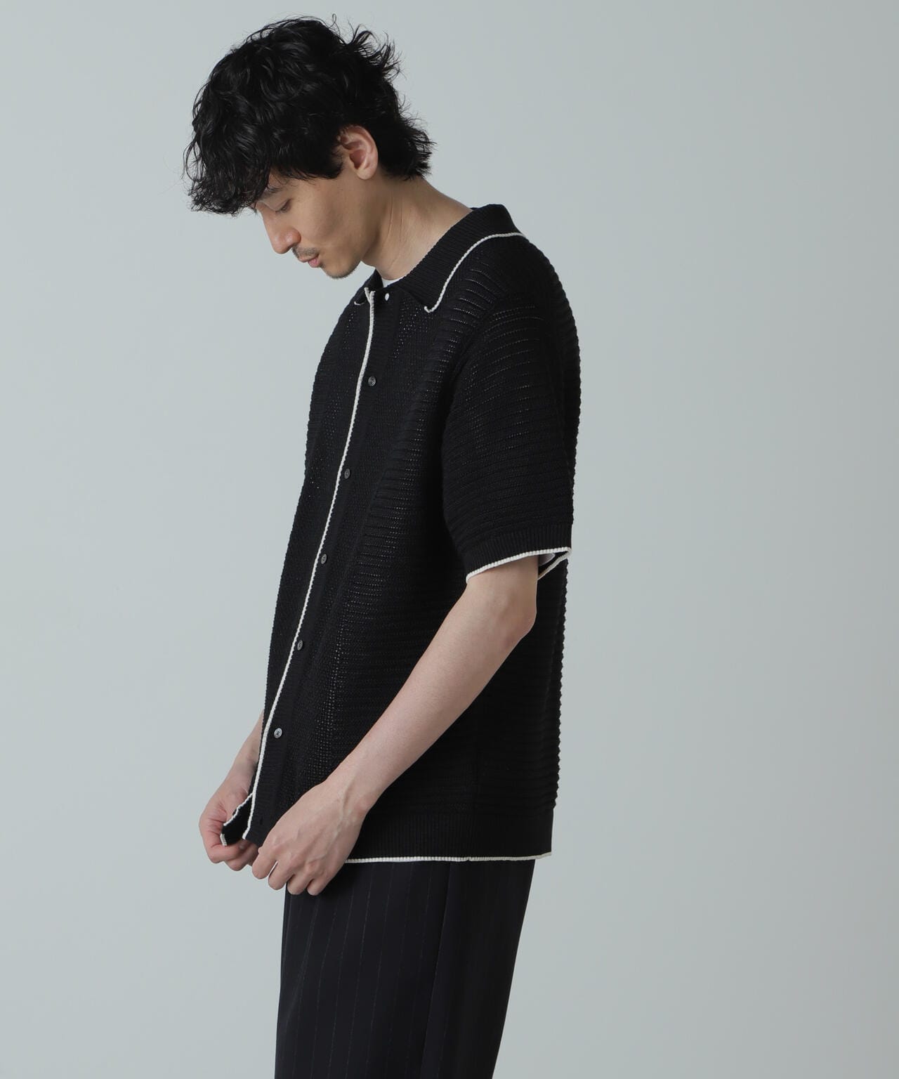 AB.ギマアイレット柄ニットブザムシャツ 6684122220
