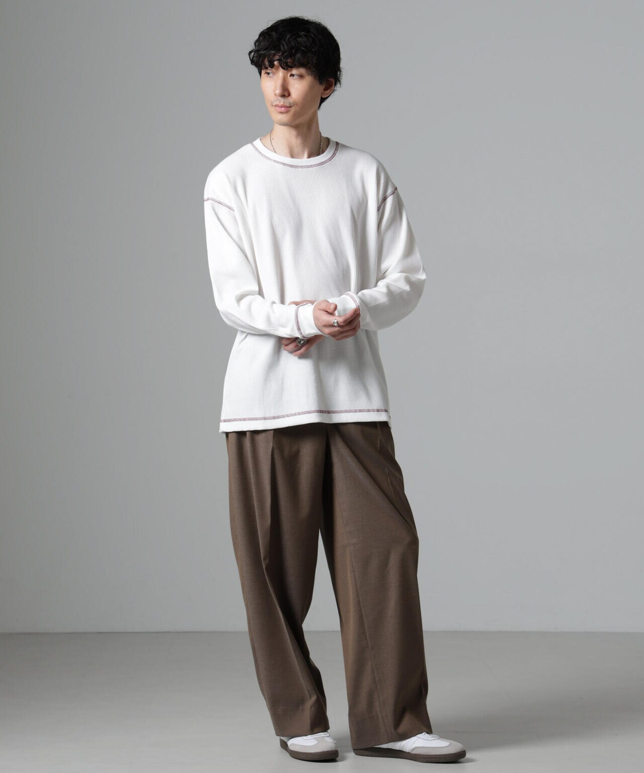 ステッチワッフルTシャツ 長袖 6724223240