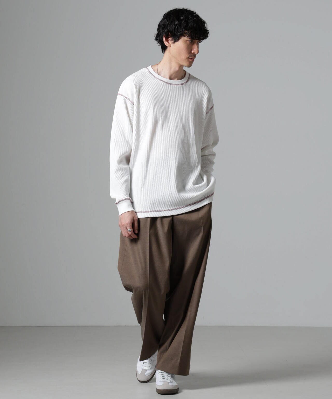 ステッチワッフルTシャツ 長袖 6724223240