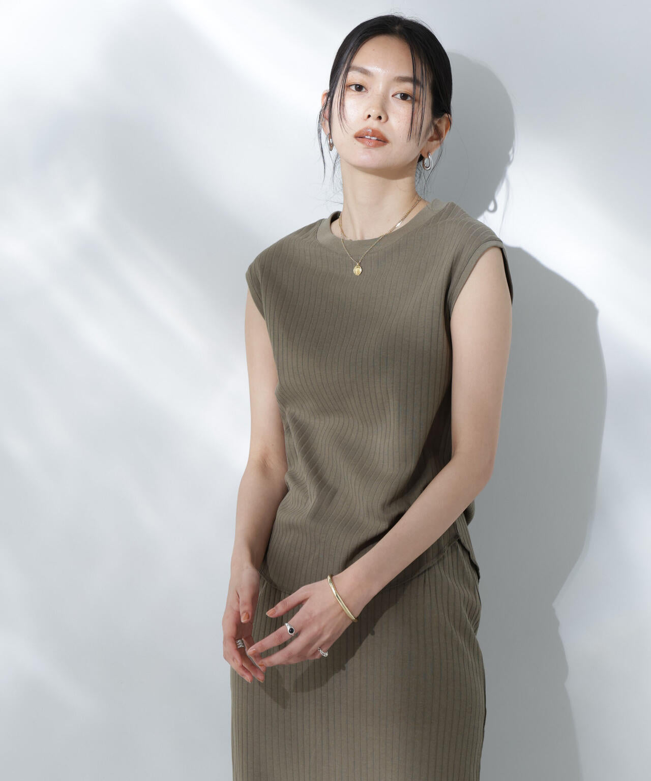 Anti Soaked(R) 汗染み防止リブノースリーブTシャツ(セットアップ可) 6695124305