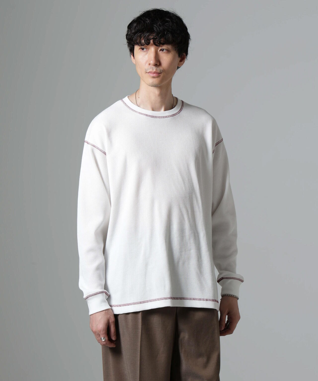ステッチワッフルTシャツ 長袖 6724223240