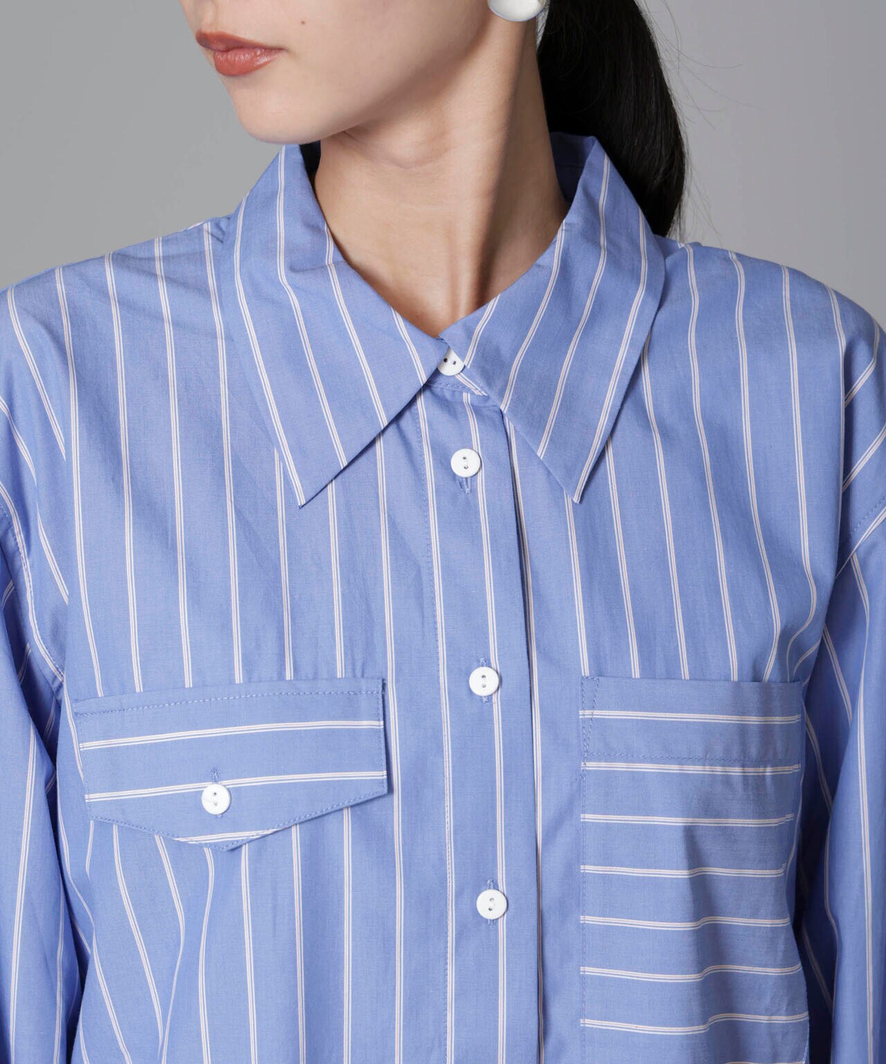 Baum und Pferdgarten/Striped Cotton Poplin シャツ 6714220012