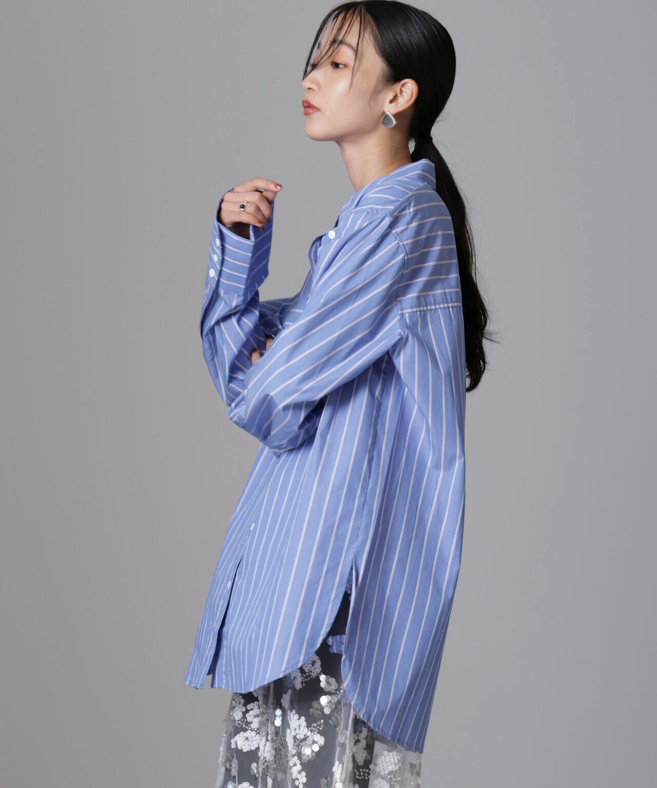 Baum und Pferdgarten/Striped Cotton Poplin シャツ 6714220012