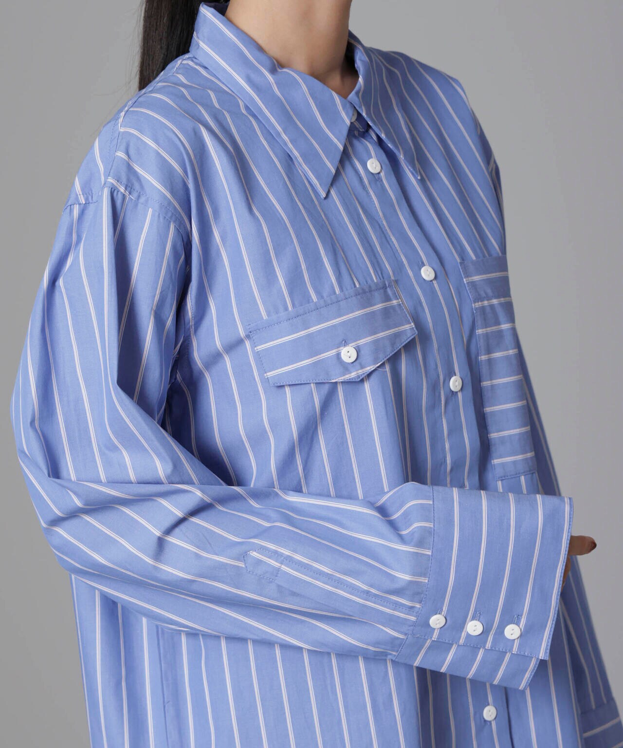 Baum und Pferdgarten/Striped Cotton Poplin シャツ 6714220012