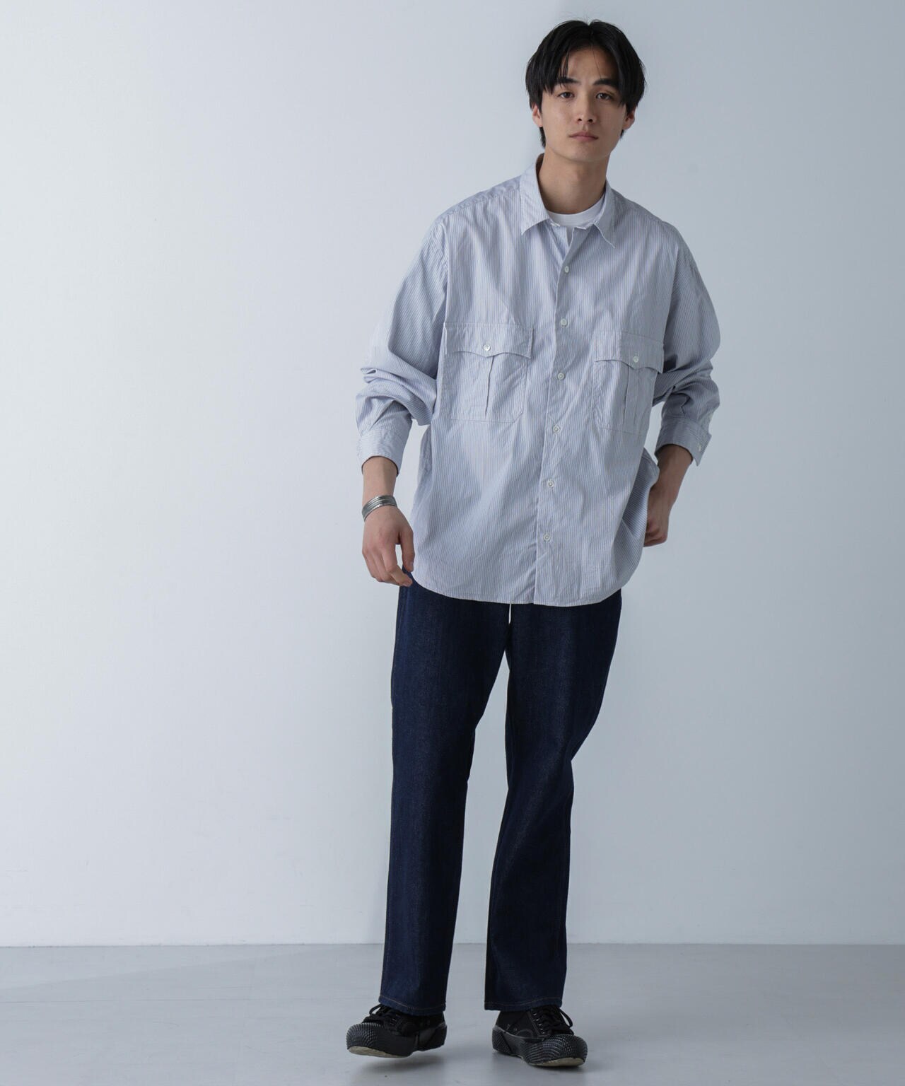 PORTER CLASSIC/ROLL UP STRIPE SHIRT 6704120089