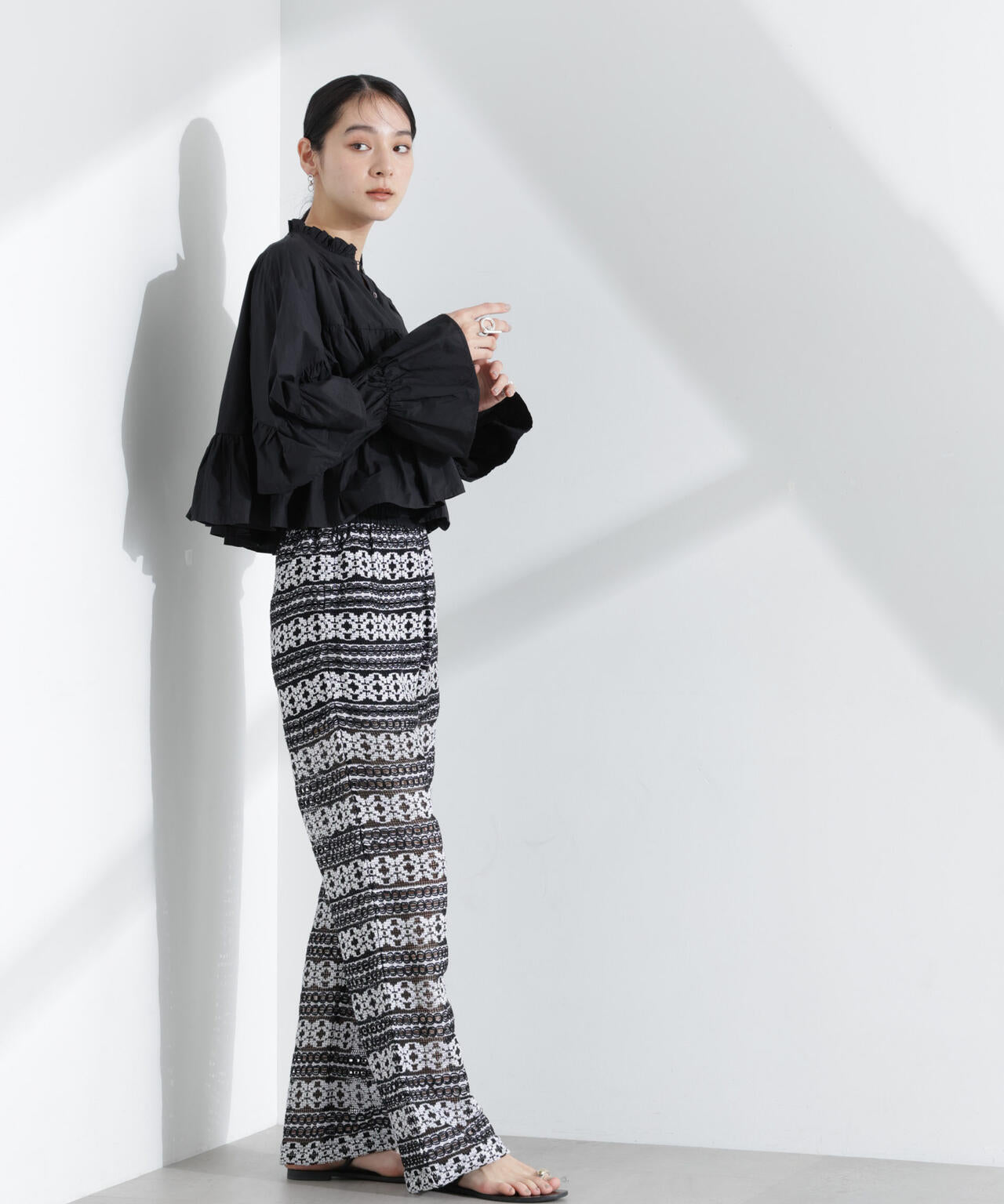Sara mallika/COTTON BORDER LACE PANTS 6715127046