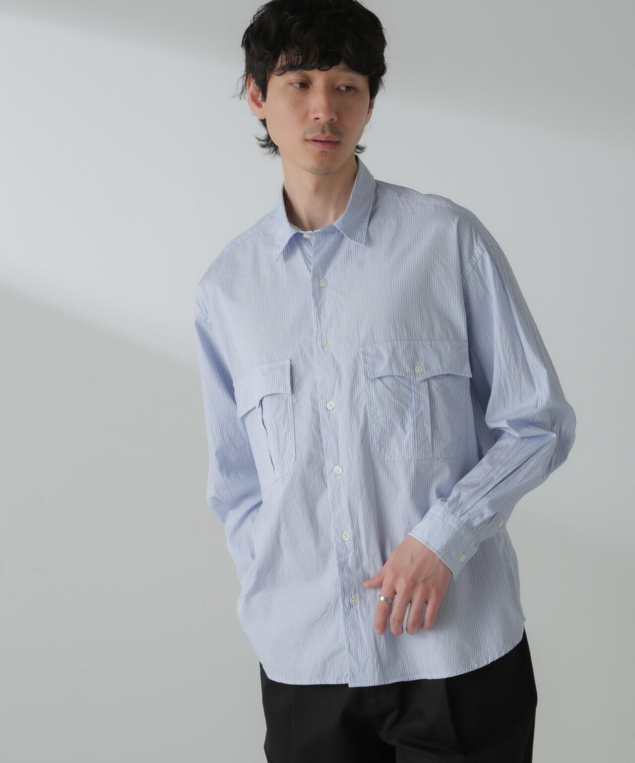 PORTER CLASSIC/ROLL UP STRIPE SHIRT 6704120089