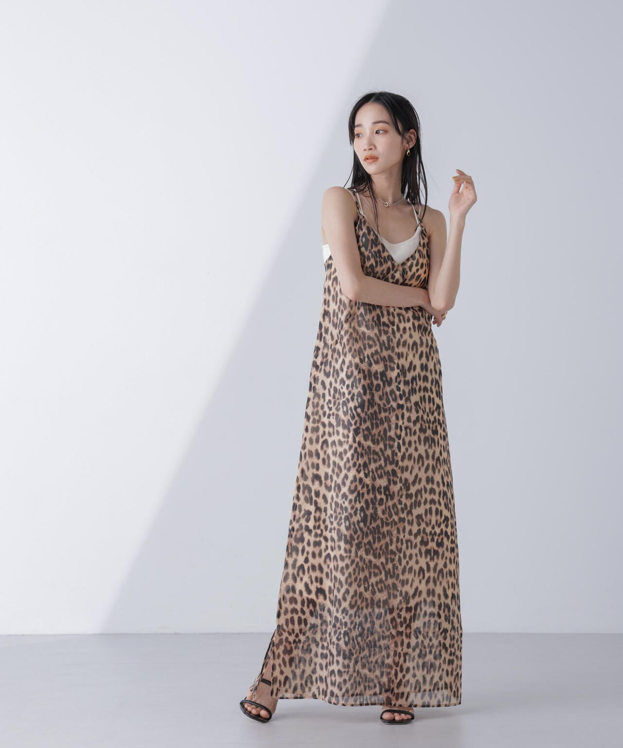 BAUM UND PFERDGARTEN/AFINA Organza レオパードキャミワンピース 6714119033