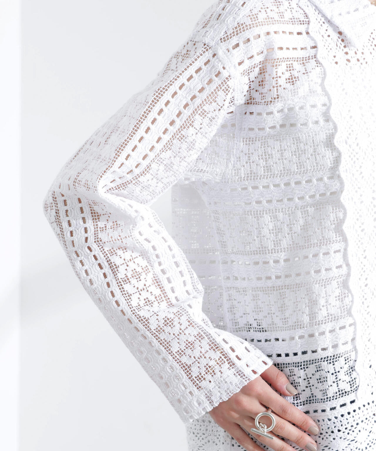 Sara mallika/COTTON BORDER LACE TOP 6715120033