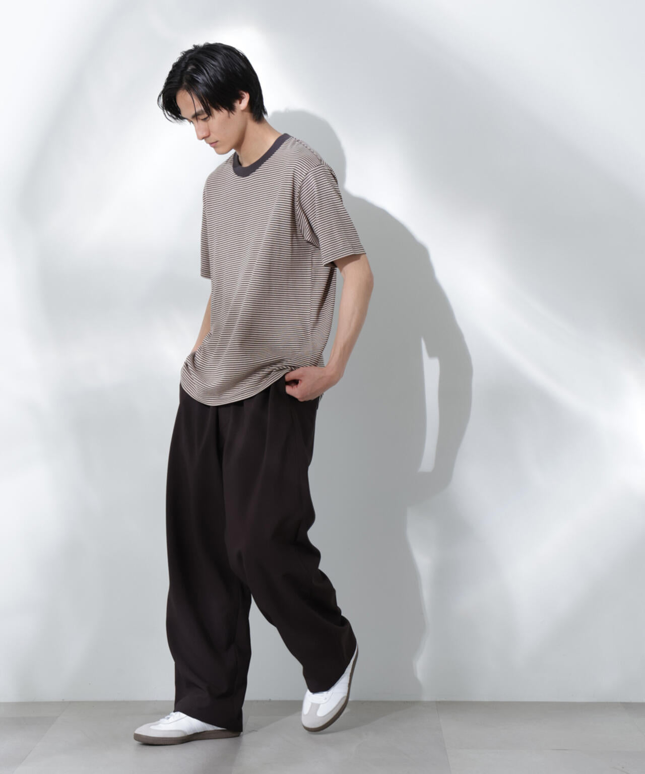 Anti Soaked(R) 汗染み防止 ボーダーミドルシルエットTシャツ 6685124205