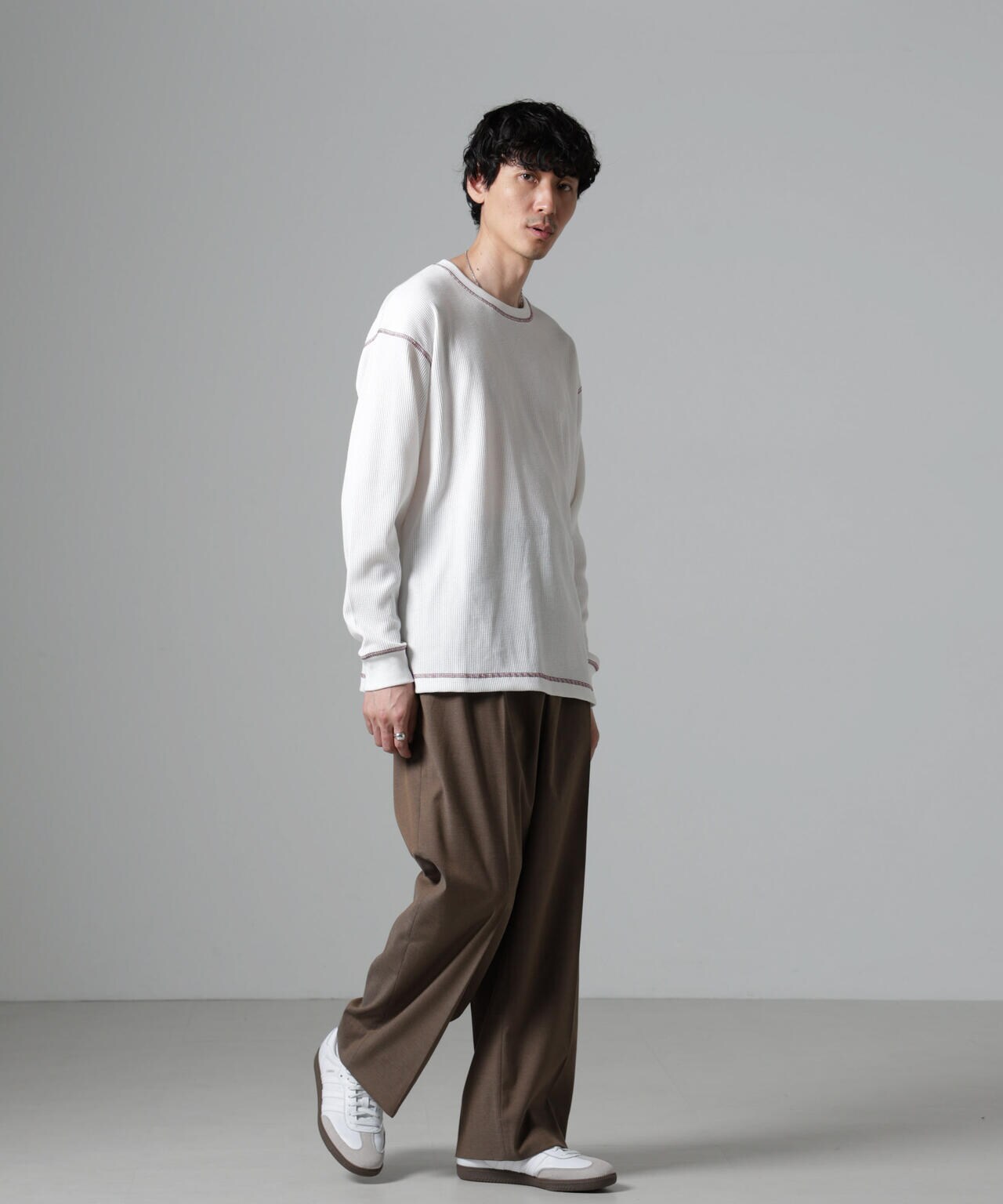 ステッチワッフルTシャツ 長袖 6724223240