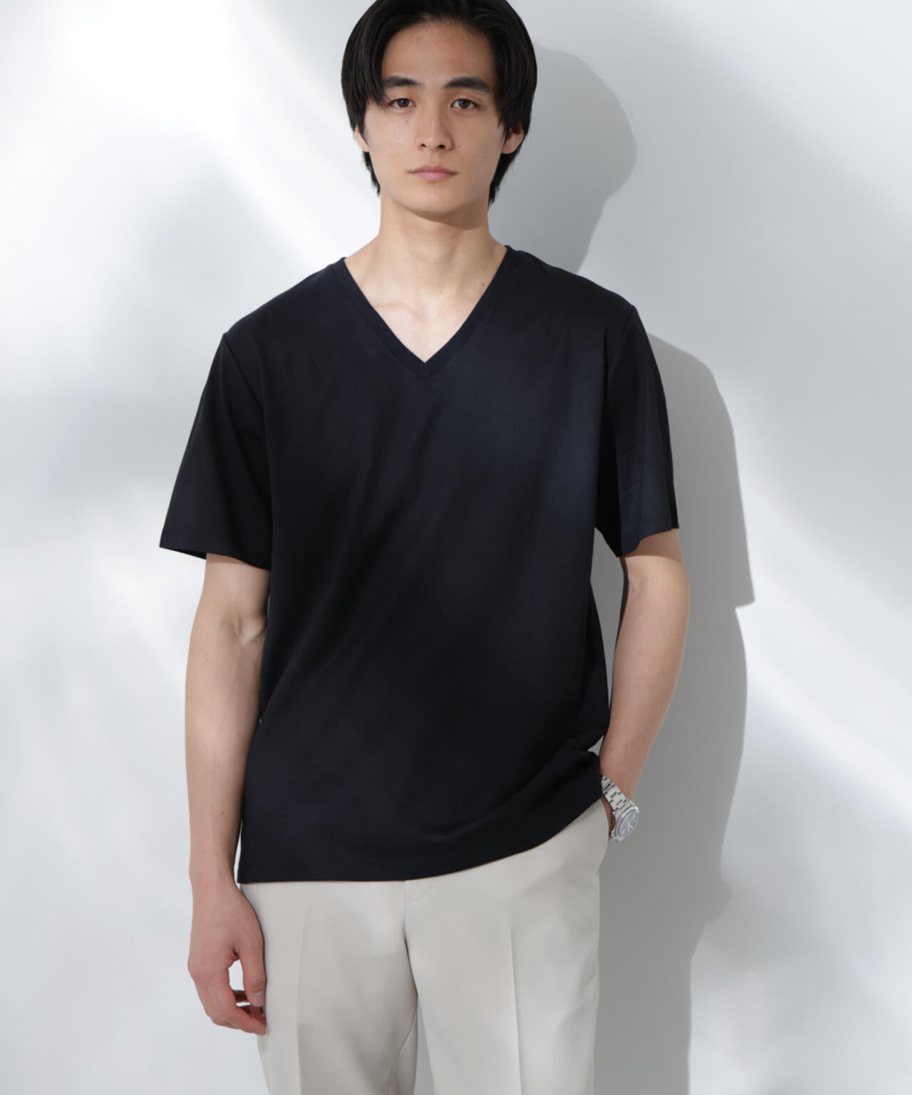 WEB限定/Anti Soaked(R) 汗染み防止 Vネック レギュラーシルエットTシャツ 6685124206