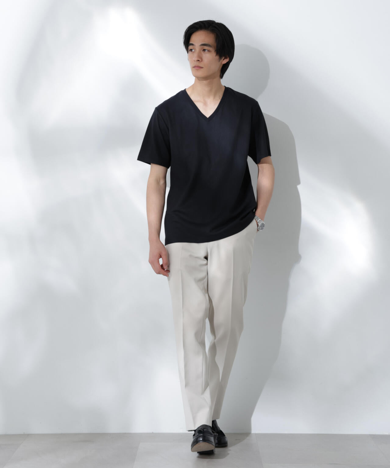 WEB限定/Anti Soaked(R) 汗染み防止 Vネック レギュラーシルエットTシャツ 6685124206