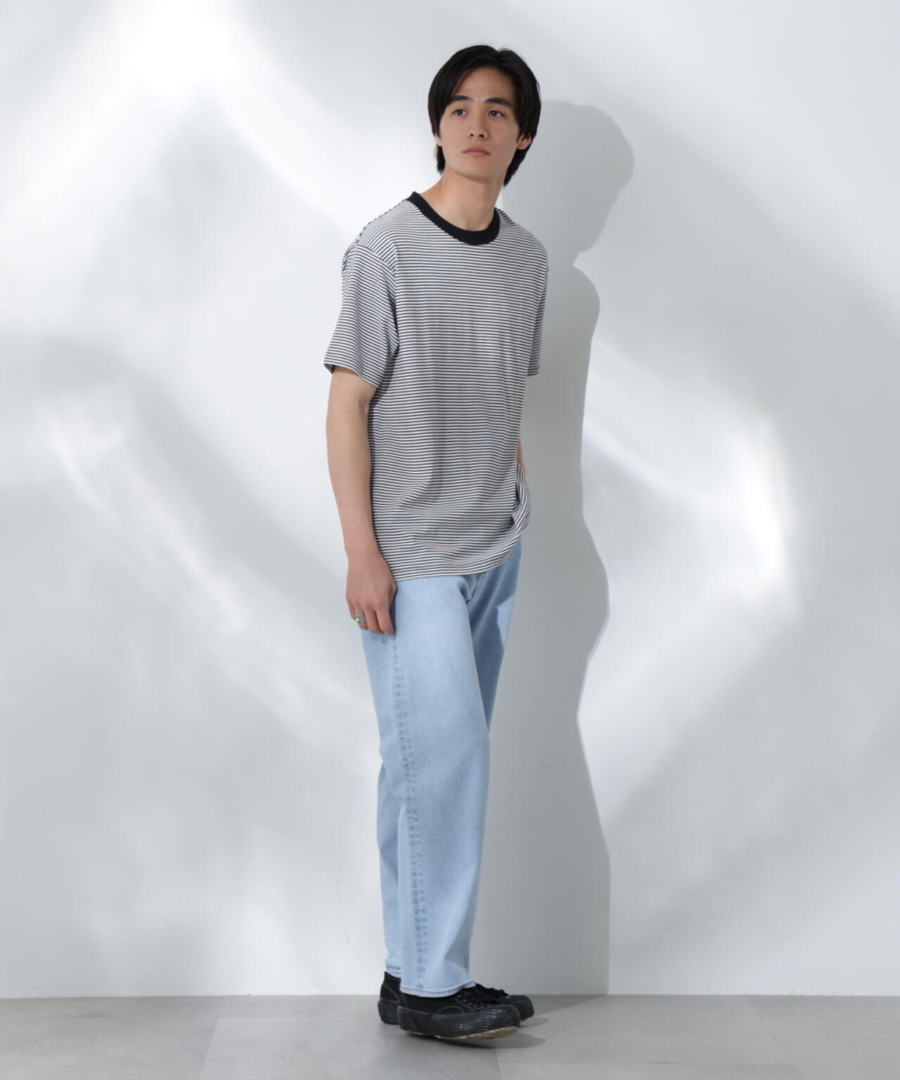 Anti Soaked(R) 汗染み防止 ボーダーミドルシルエットTシャツ 6685124205