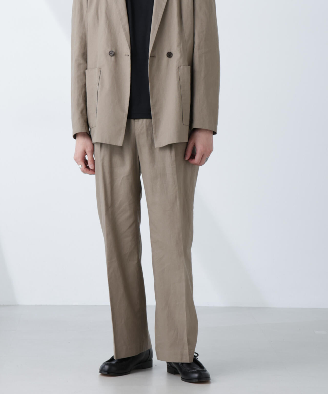 「BELGIUM LINEN FABRICS」リネンコットンストレートパンツ(セットアップ可) 6685127221