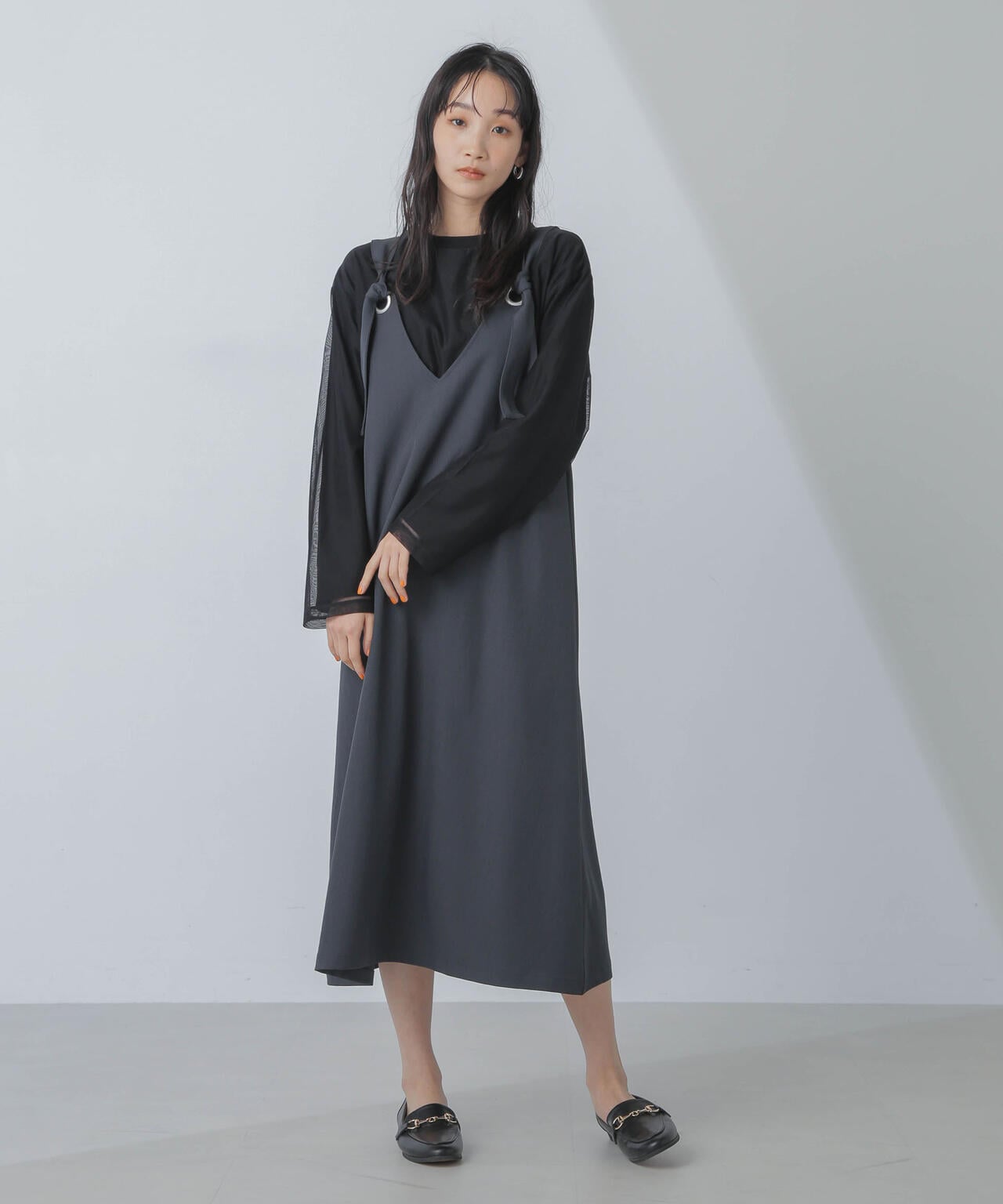 チュールレイヤードロングスリーブTシャツ 6734123307